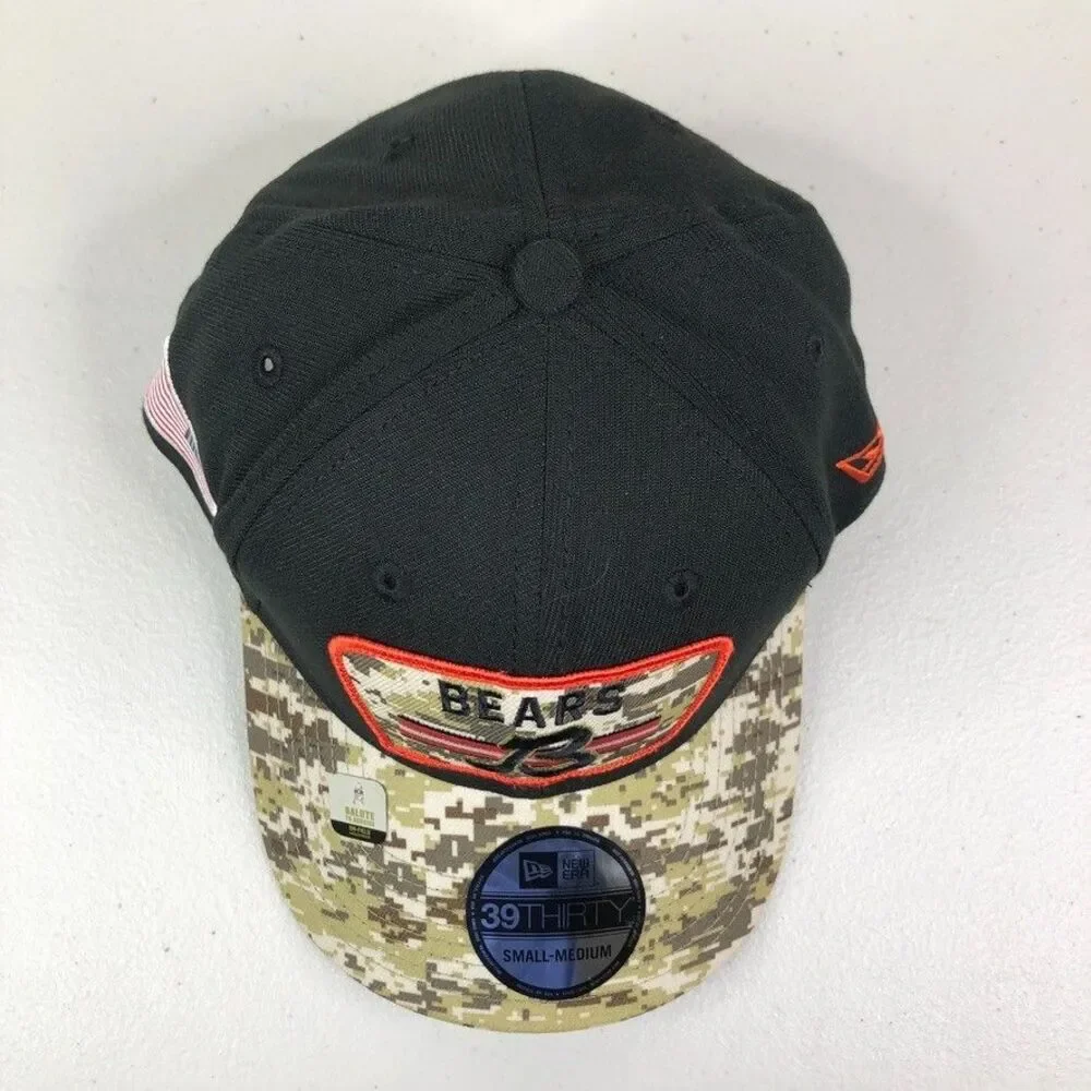 New Era Chicago Bears Salute To Service Hat Cap 39Thirty Flex S/M Black Camo NWT